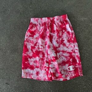 Pink tie dye champion basketball shorts